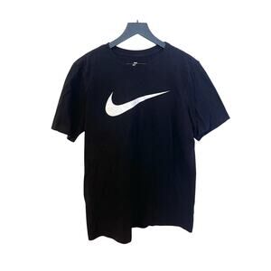 Nike Swoosh Logo T-Shirt Black Basic Tee Size M